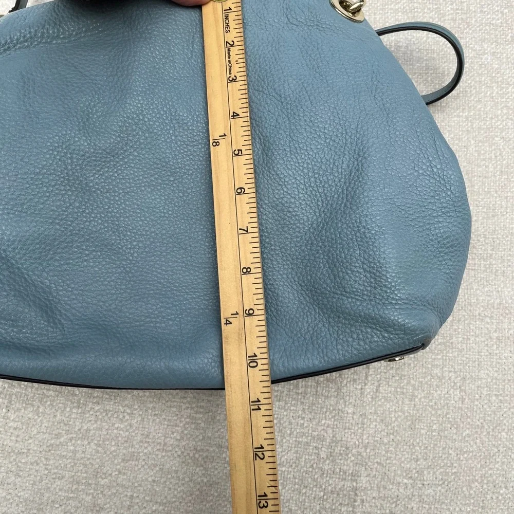 Michael Kors Raven Light Blue Pebbled Leather Shoulder Bag 30T8TRXE3L